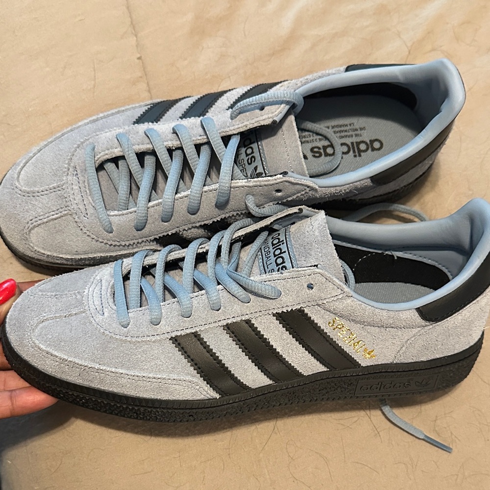 Adidas Gray and Black Sneakers with Gold Accents